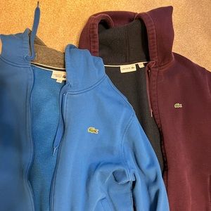 Lacoste lot of 2 full zip hoodie jackets, size XL and 3XL.